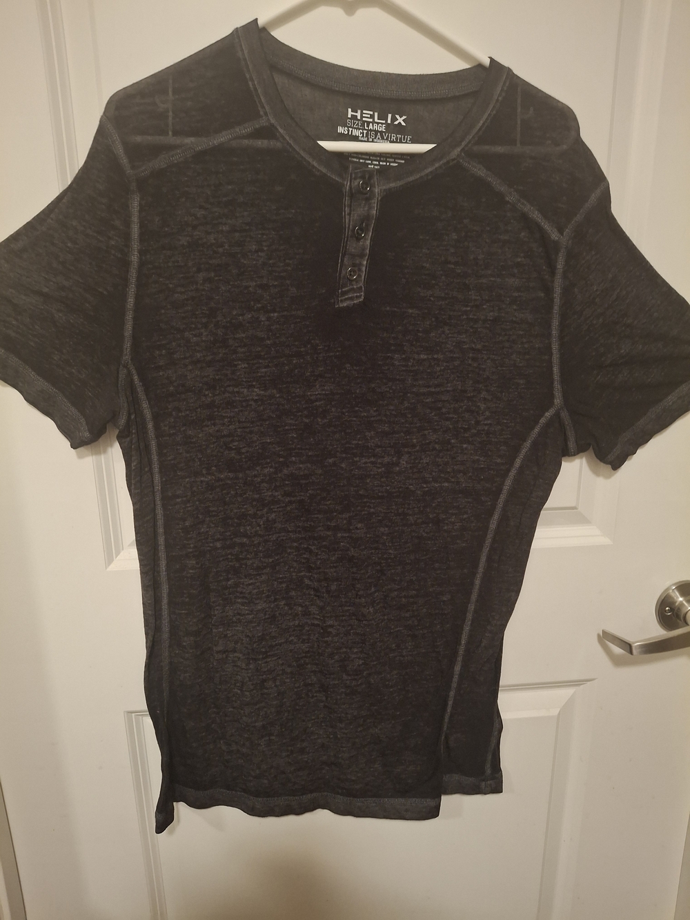 Young teen's shirt. Helix  Black Short-Sleeve Sheer Henley Shirt